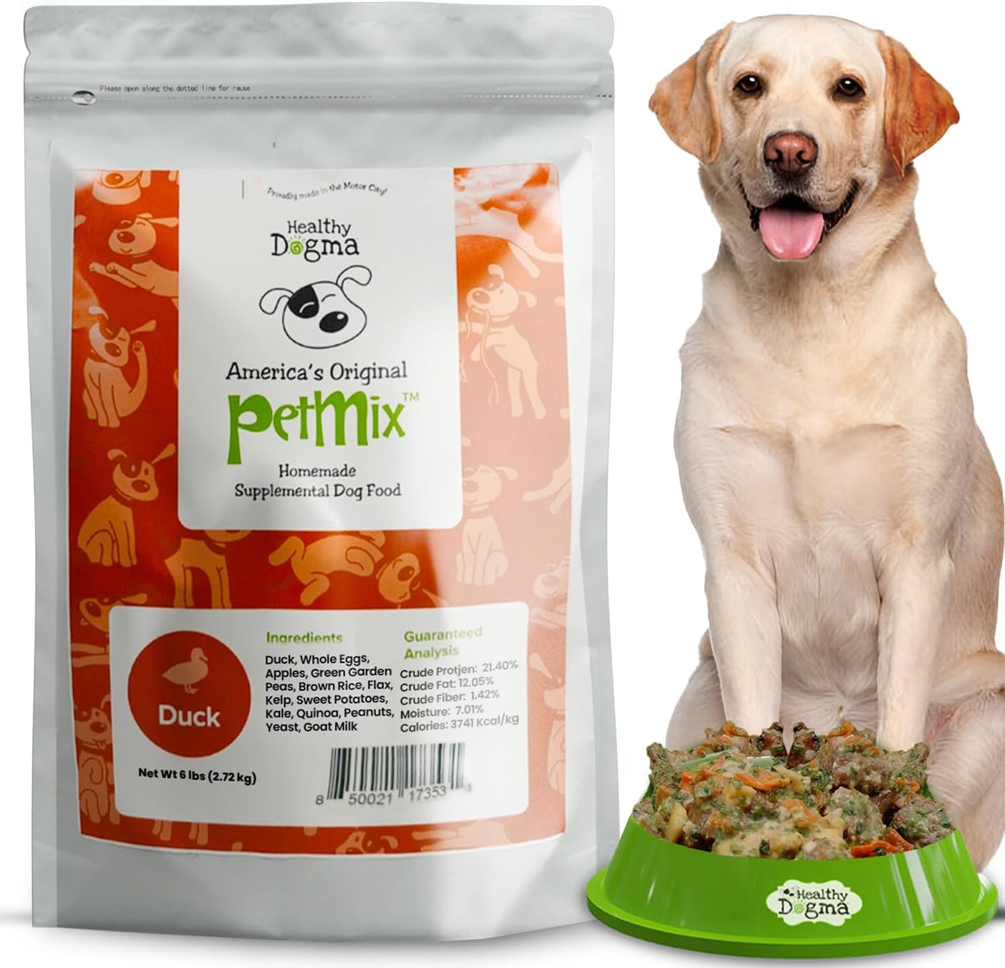 Healthy Dogma - PetMix Dehydrated Dog Food -, Raw, Easy-to-Digest Homemade Dog Food with Freeze-Dried Duck, Goat’s Milk & Superfoods (Duck Dinner, 6 lbs)