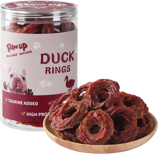 PAWUP Duck Jerky Rings Dog Treats, Natural Dog Duck Jerky Treats w/Taurine, High Protein Snacks for Small Medium Large Dogs, 12.5 oz