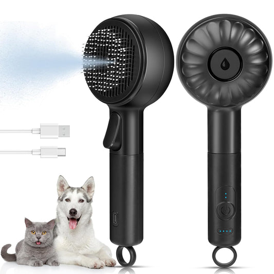 Cat Steam Brush with 2 Steam Modes for Cats Dogs Shedding, Low Noise Pet Hair Brush with One Release Button Cool Mist for Indoor Cats