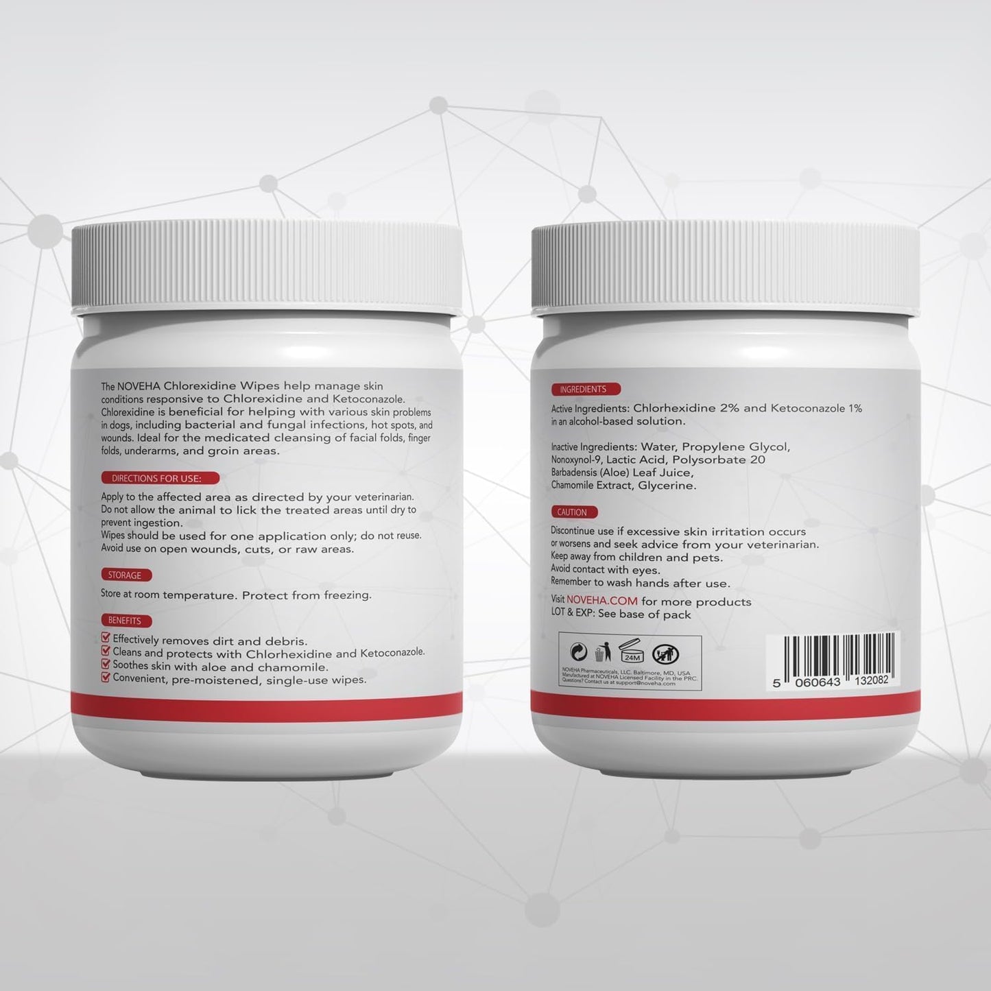 NOVEHA Pet Wipes - Formulated Pet Wipes - for Facial and Finger Folds, Underarms - 3" x 2" Size (450 Counts)