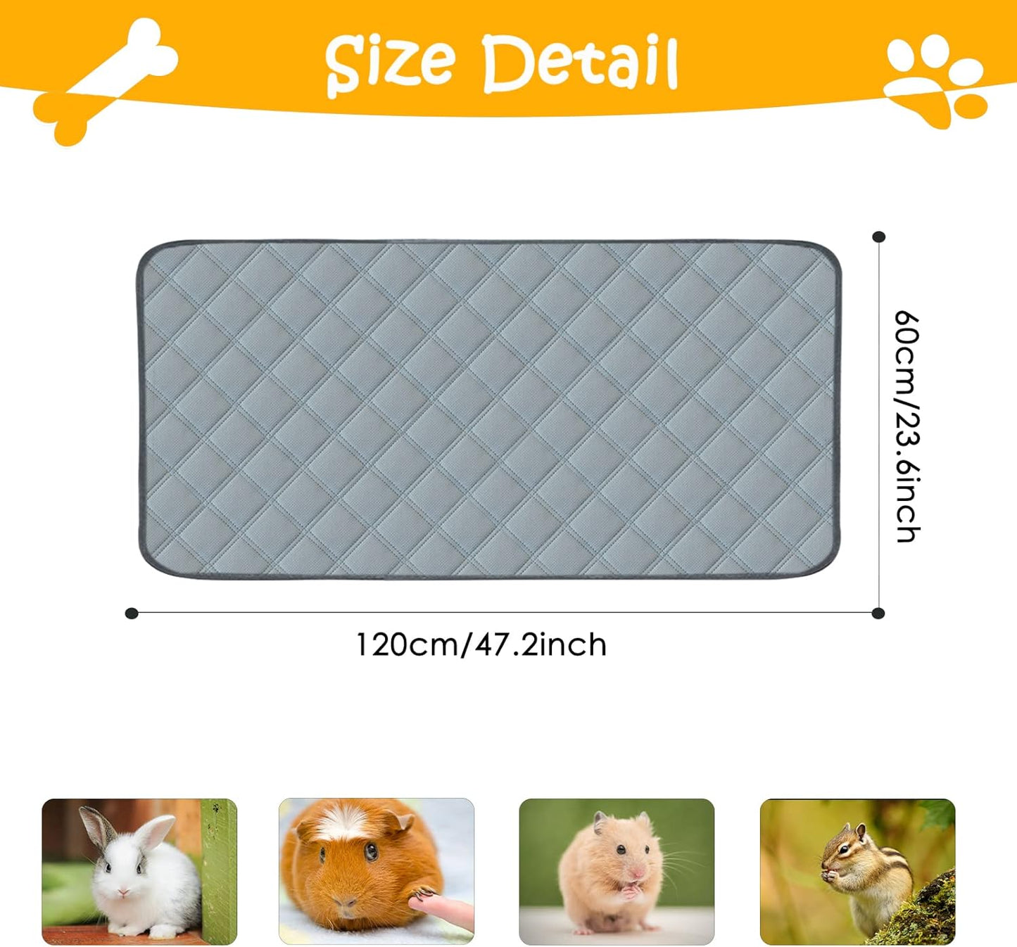 4 Pack Guinea Pig Cage Liners Washable Guinea Pig Bedding Super Absorbent | Waterproof | Non Slip| Reusable Guinea Pig Pee Pads for Small Animals Rabbit Hamster Rat - for Midwest 48" x 24"