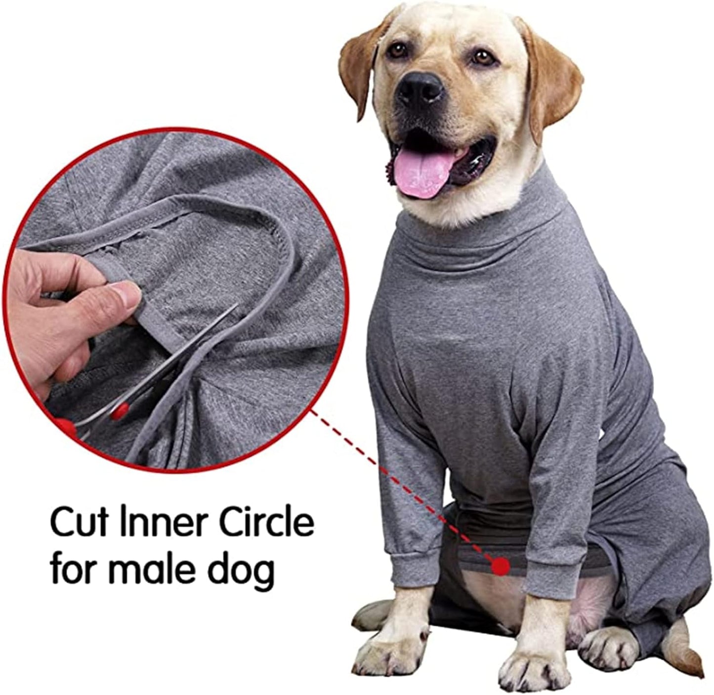 Dog Recovery Suit, Abdominal Wound After Surgery Wear, Prevent Licking Wounds, E-Collar & Cone Alternatives, Long Sleeve Postoperative Shirts Dog Bodysuit Prevent Shedding(Medium, Grey)