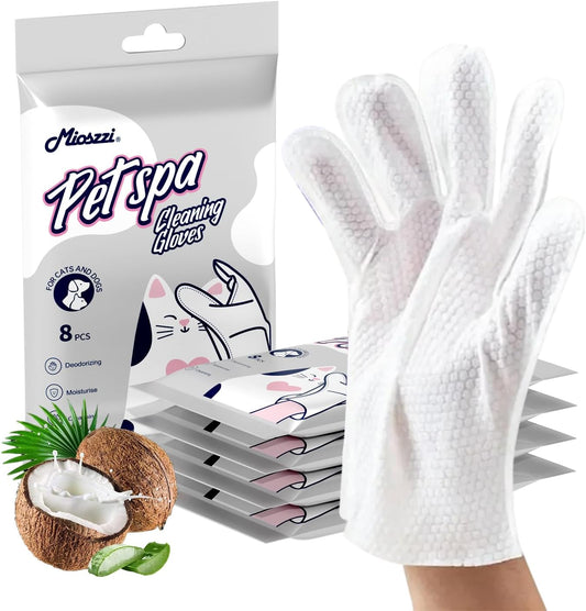 MIOSSZI 40 PCS Pet Gloves Wipes for Dogs & Cats Wipes Cleaning Deodorizing Hypoallergenic No-Rinse Pet Grooming Wipes Unscented Extra Thick Bathing Wipes for Pet Dry Cleaning Daily Care and Travel