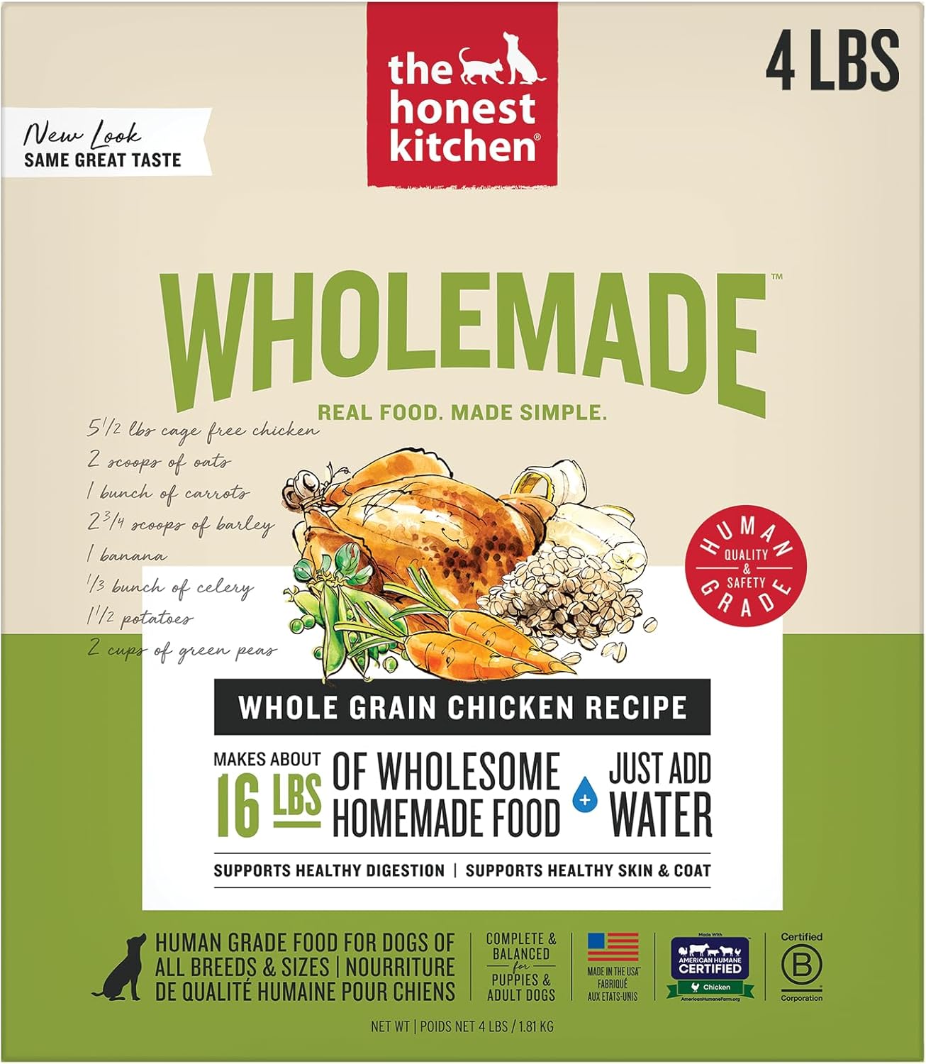 The Honest Kitchen Wholemade™ Whole Grain Chicken Dog Food, 4 lb Box