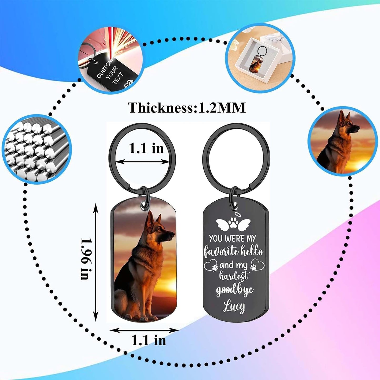 Personalized Pet Memorial Keychain for Loss of Dog Custom Keychain with Dog Picture Customized Sympathy Keyring