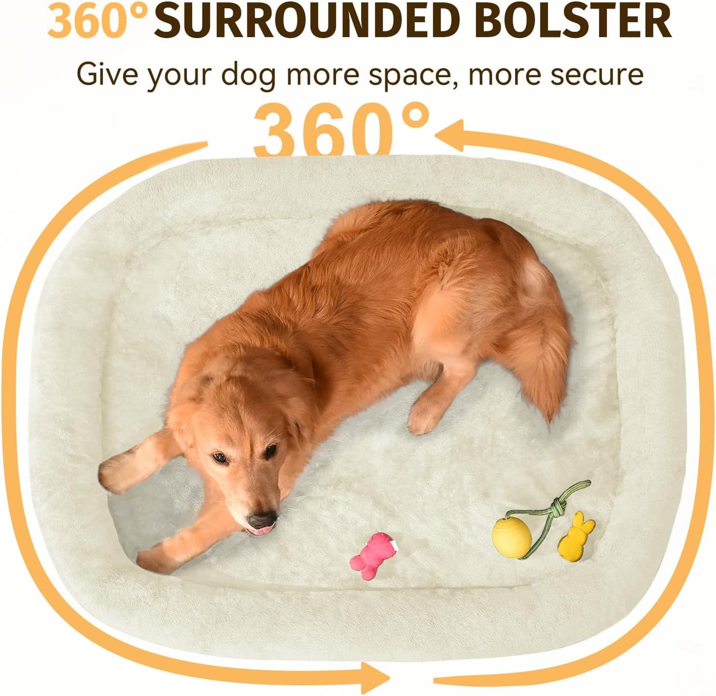 Orthopedic Waterproof Large Memory Foam Dog Bed: Washable Dog Bed with Bolsters - XXL Orthopedic Removable Cover for Medium Large Sized Pet - Non-Slip Bottom - Pink