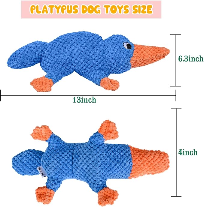 Vitscan Squeaky Dog Toys for Aggressive Chewers Large Breed, Large Dog Toys for Big Dogs, Stuffed Platypus Tough Plush Dog Toy,Interactive Dog Chew Toy/Puppy Chew Toys/Pet Toys for Small Dogs