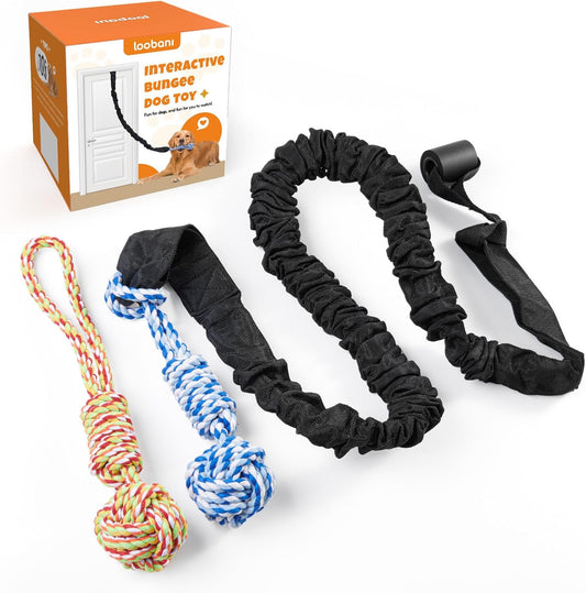 LOOBANI Spring Pole Dog Rope Toys - Tug of War Dog Toy for Pitbull Medium to Large Dogs, Indoor Outdoor Use Bungee Hanging Exercise Ropes Muscle Builder Interactive Toys (Door Hanging Style)