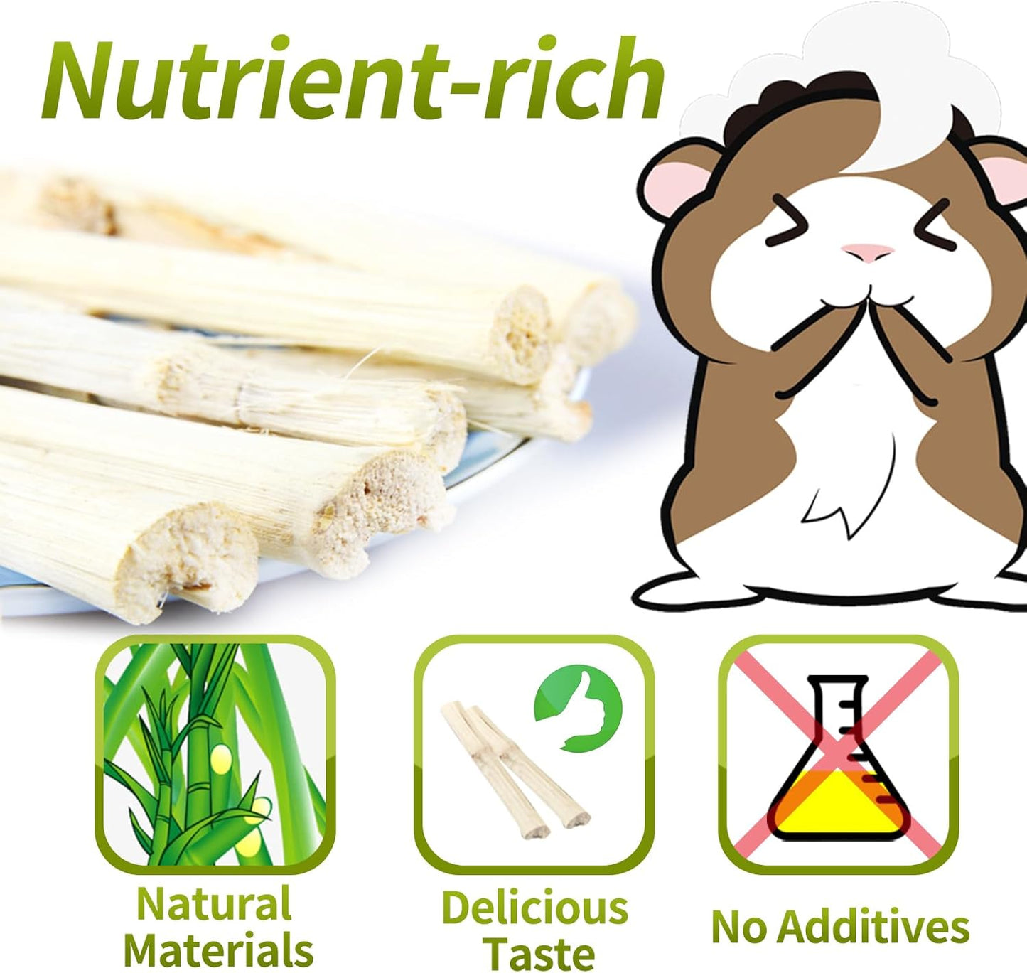 JONSΛNTY 25-28 PCS 330g Natural Sweet Bamboo, Chew Toys for Rabbit, Guinea Pig, Hamster, Chinchilla, Bunny, Rat, Teething Toy for Small Animal