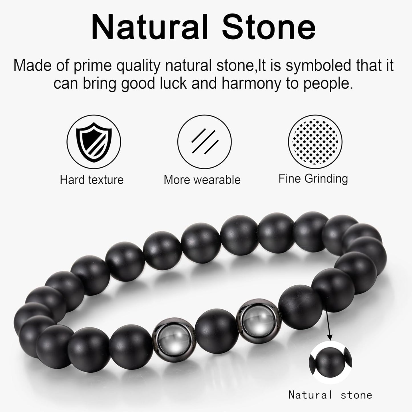 EMIRISTIC Custom Photo Bracelet - Personalized Picture Natural Stone Cuban Chain Bracelet - Any Special Day Gifts