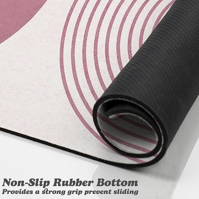 Dog Food Mats for Floors Waterproof, Cat Water Bowl Mats Pet Feeding Absorbent Mat Placemats for Food and Water Pink Bohemia 12 * 20 inch