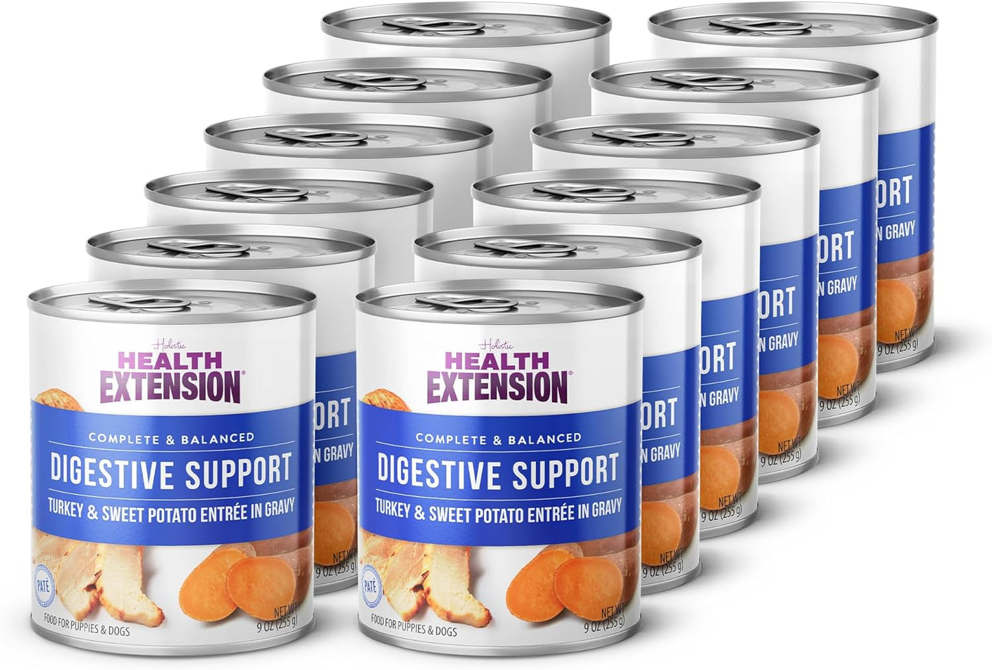 Health Extension Wet Dog Food Turkey & Sweet Potato Entrée in Gravy, 9 oz - Digestive Support with Superfoods & Antioxidants for Immune Support (Case of 12 Cans)