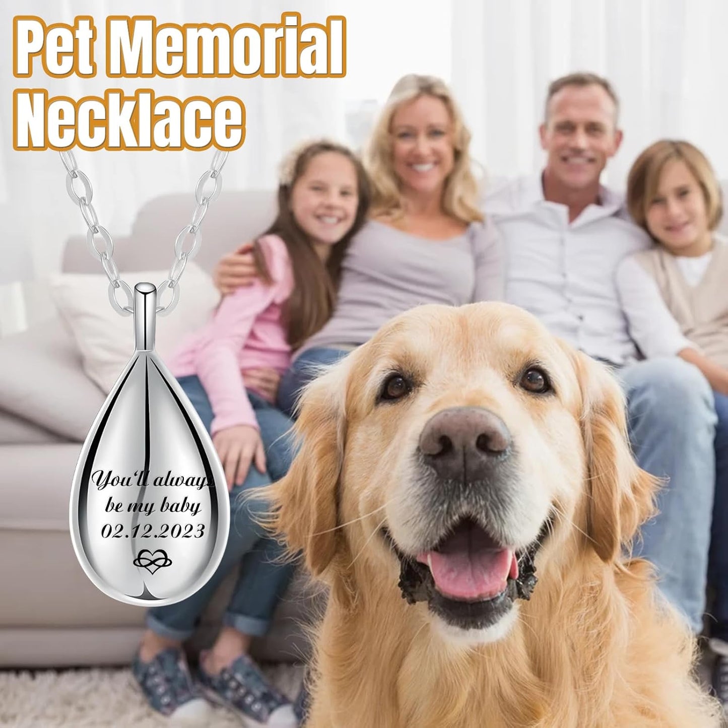 HJX Personalized Cremation Jewelry Memorial Necklace for Ashes-Custom Urn Necklaces for Ashes with Text,Gift for Women Men Loved Ones(Teardrop)