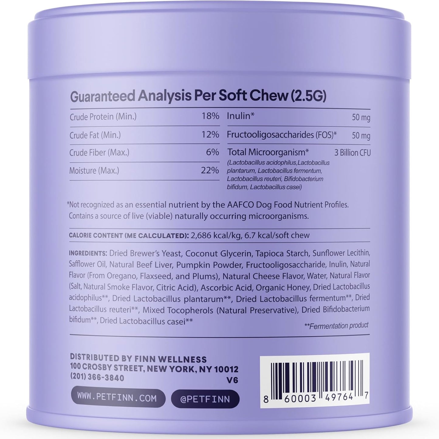 Finn Digestive Probiotics for Dogs - Complete Digestive System Support with Pumpkin, Prebiotics, & Live Probiotics - Vet Recommended & Made in The USA - 90 Soft Chews