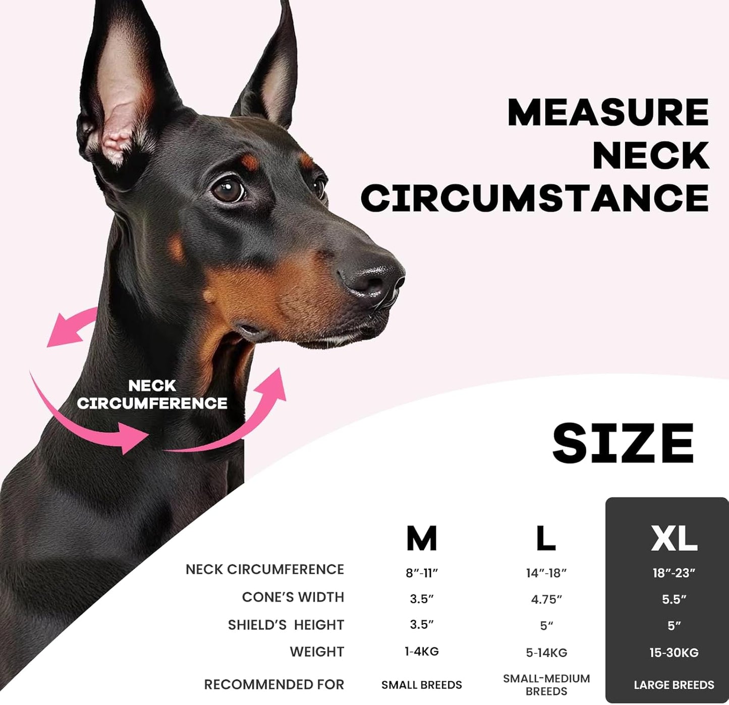 Inflatable Dog Cone Collar-Enhanced Anti-Licking Protective Cone with Adjustable Strap-Soft Dog Donut Collar Recovery Cone for Pets After Surgery (Pink, XL)