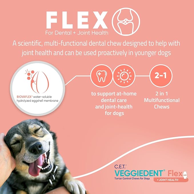 Virbac C.E.T. VEGGIEDENT Flex Tartar Control Chews for Dogs - Small