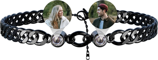 EMIRISTIC Custom Photo Bracelet - Personalized Picture Natural Stone Cuban Chain Bracelet - Any Special Day Gifts