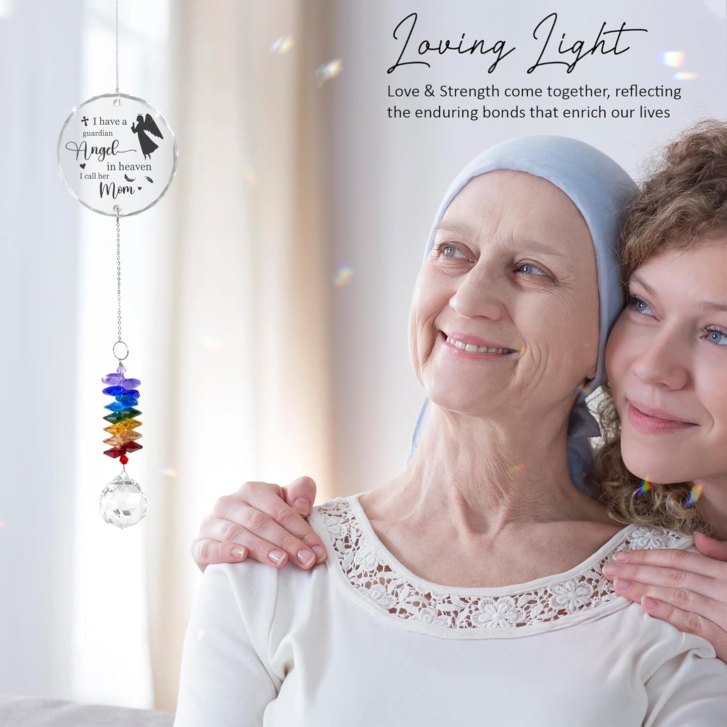 Memorial Suncatcher - Mom Sympathy Mother Loss Sympathy Gift - Rainbow Crystal Prism - Bereavement Keepsake - Mother Tribute Gift - Daily Remembrance