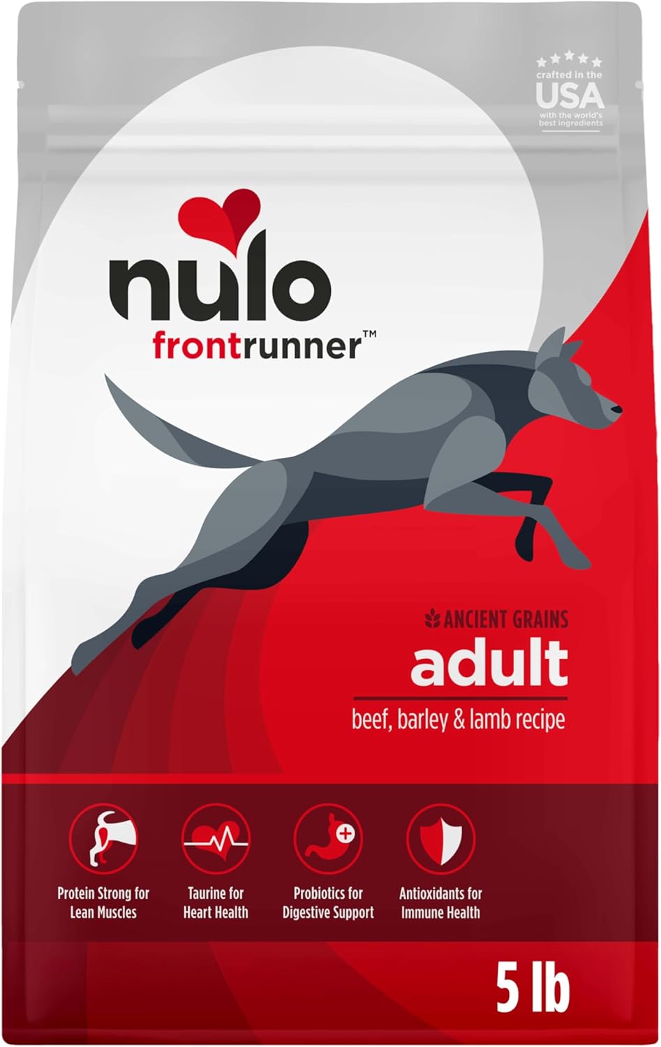 Nulo Frontrunner Ancient Grains High-Protein Dog Food, Beef, Barley, & Lamb Recipe- Natural Dry Dog Food with Probiotics, Grain-Inclusive Kibble for Adult Dogs, 5 lb Bag