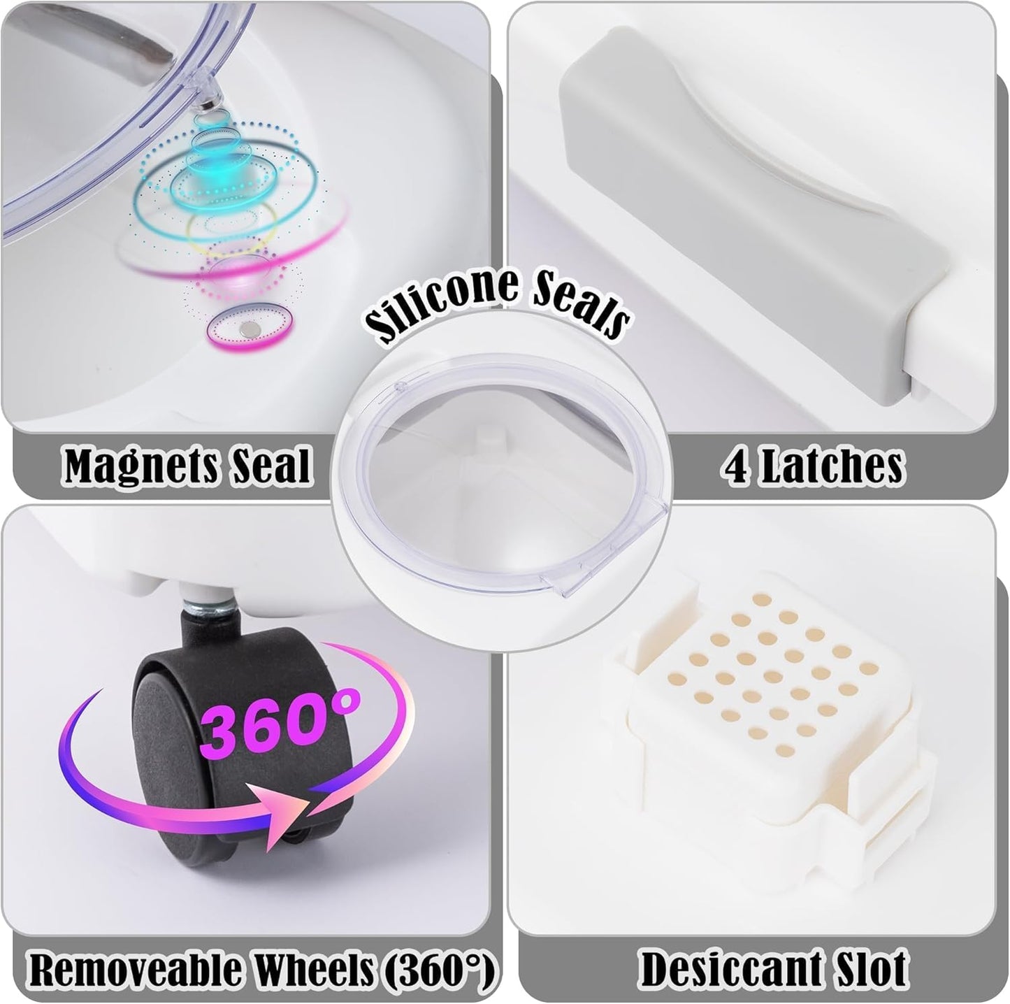 MALLMALL6 Dog Food Storage Container, Collapsible Pet Food Container with Spinner Wheels Scoop and Measuring Cup, Airtight Multifunctional Food Storage Container for Rice Dog Cat Pet Kitchen Dry Food