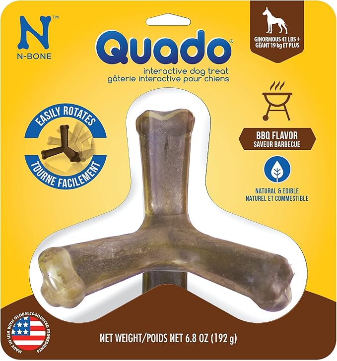 N-Bone Quado Interactive Treat, BBQ Flavor, Large, Hickory (701207) 6.8 Ounce (Pack of 1)