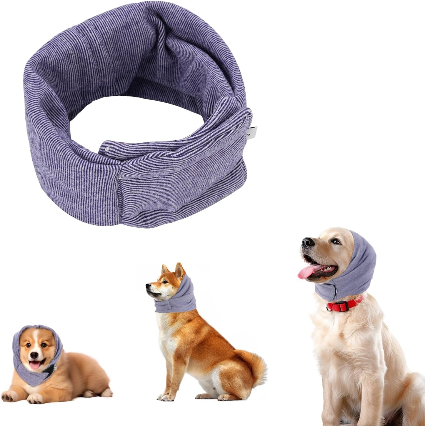 Dog Snood, Adjustable Dog Calming Hoodie, Dogs Ear Cover for Noise Anxiety Relief, Hematoma, Grooming and Force Drying, Windproof Pets Headband for Grooming