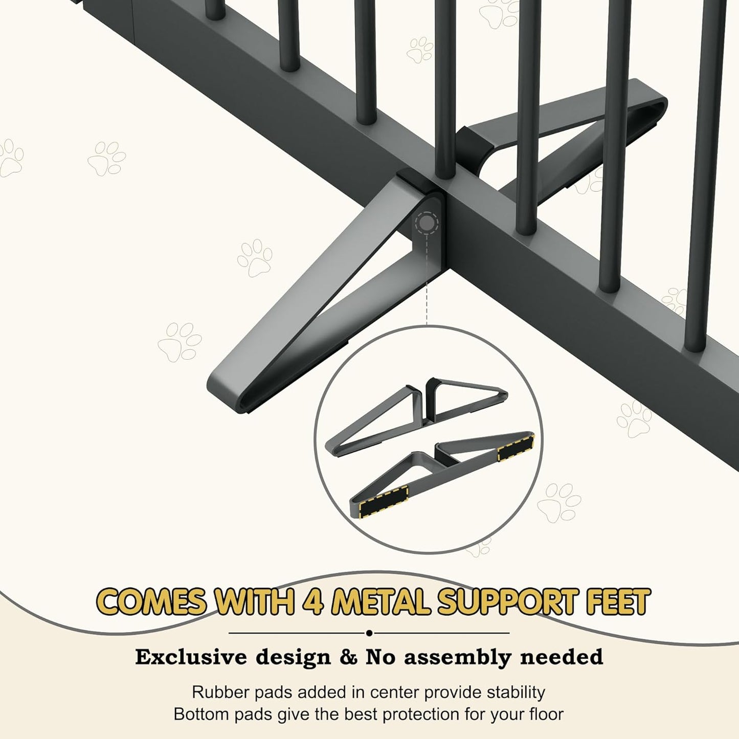 Freestanding Pet Gates with Walk Through Door, Dog Indoor Fence, Dog Gate for The House, Doorway, Stairs, Extra Wide Pet Gate, Support Feet Included, 120 Inch Wide, 6 Panels 24" Tall, Gray