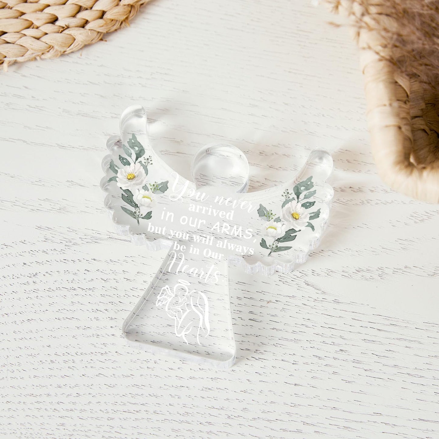 Miscarriage Gifts for Mothers, Miscarriage Condolence Gifts for Mothers, Angel Acrylic Desk Sign Decor, Grieving Gift, Sympathy Gifts for Loss of Baby, Memorial Sorry for Loss Loving Infant 4x4 inches