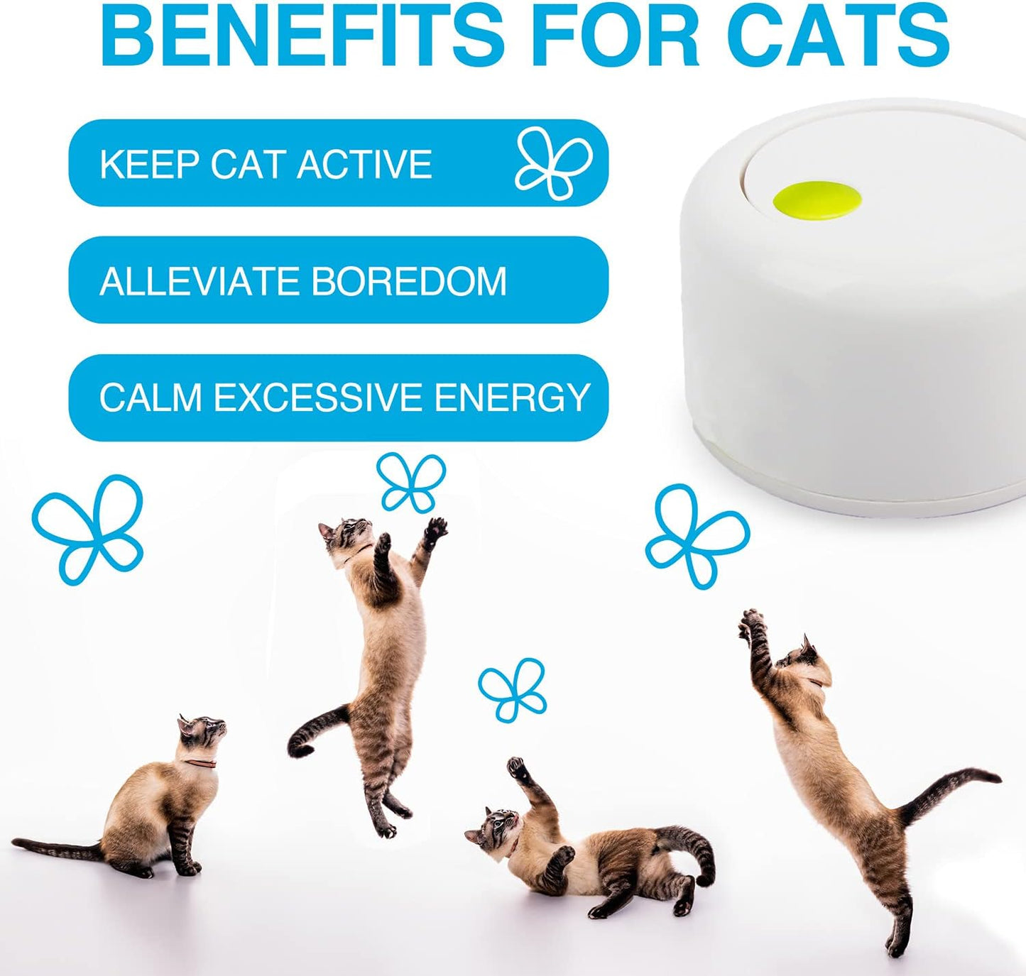 ALL FOR PAWS Interactive Motion Activated Butter-Fly Cat Toys,Flutter Bug Cat Toy,Flutter Rotating Kitten Toys,Cat Toys Interactive for Indoor Cats with 2 Replacements