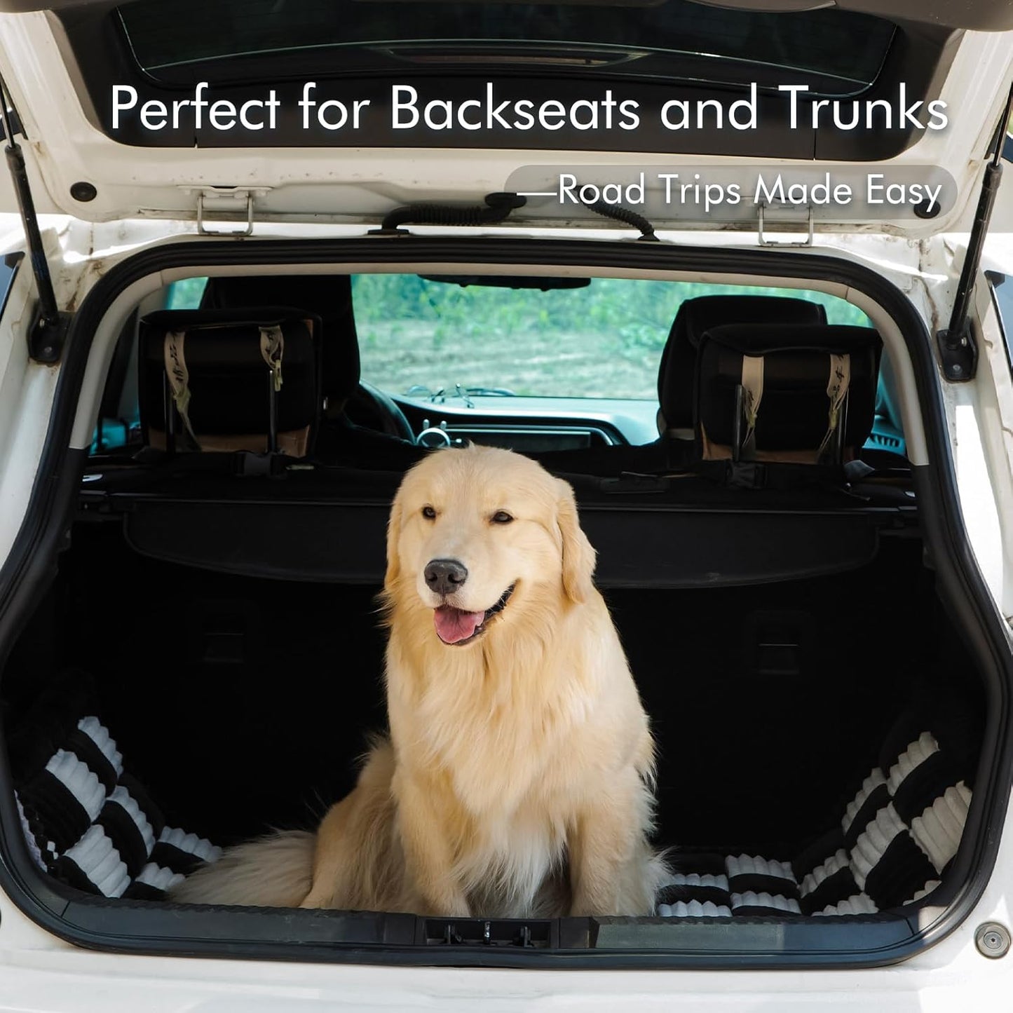 Dog Bed for Car, Pet Travel Backseat Mat for Vehicle SUV Truck Jeep Automobile, Large Washable Foldable Non-Slip Fuzzy Soft Comfortable Cozy Extender Protector Cover Pad, Black, 24.8x54 in
