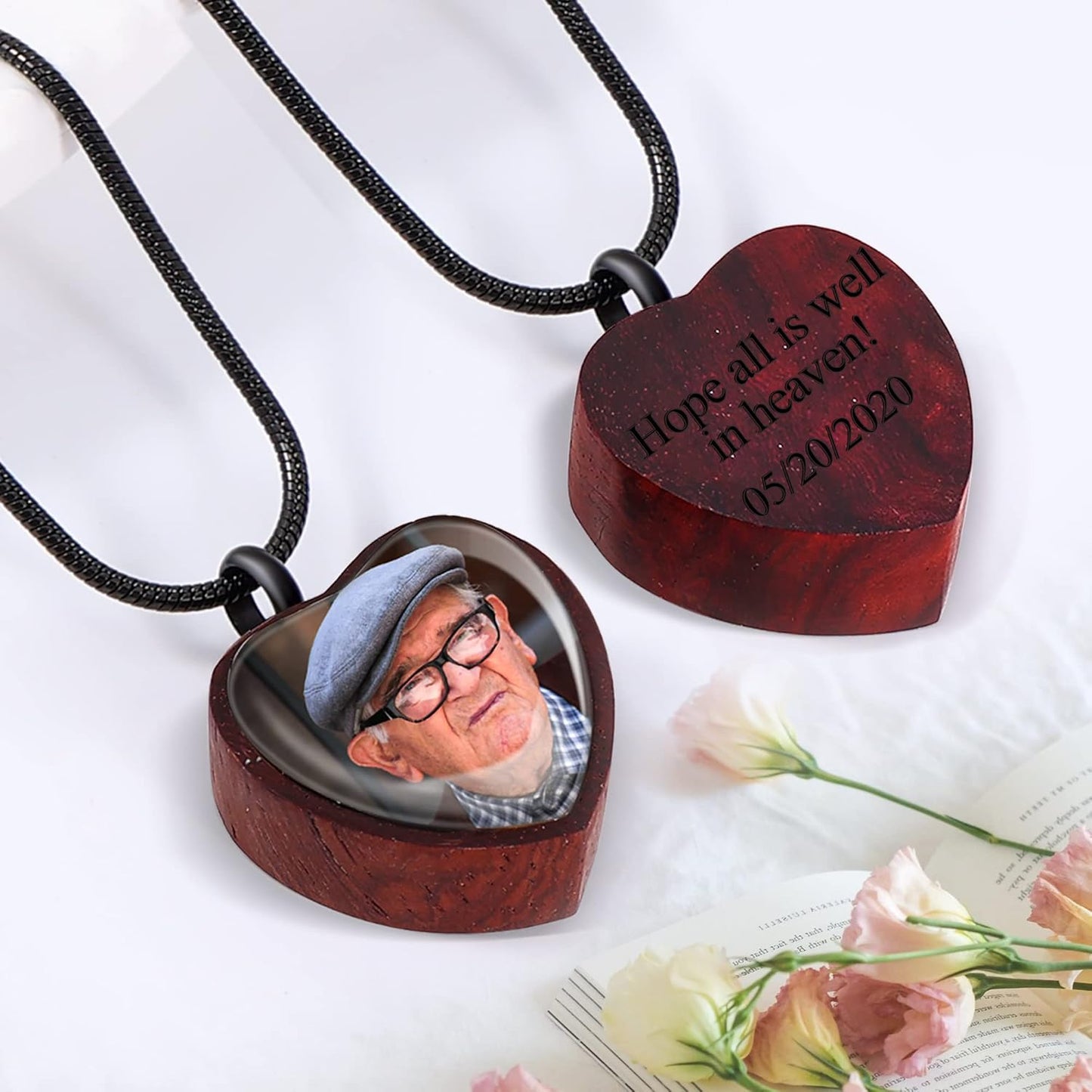 Farfume Personalized Pet Urn Necklace for Dog Cat Ashes Cremation Pet Memorial Customized Photo Text Engraving Pendant Keepsake Funeral Jewelry