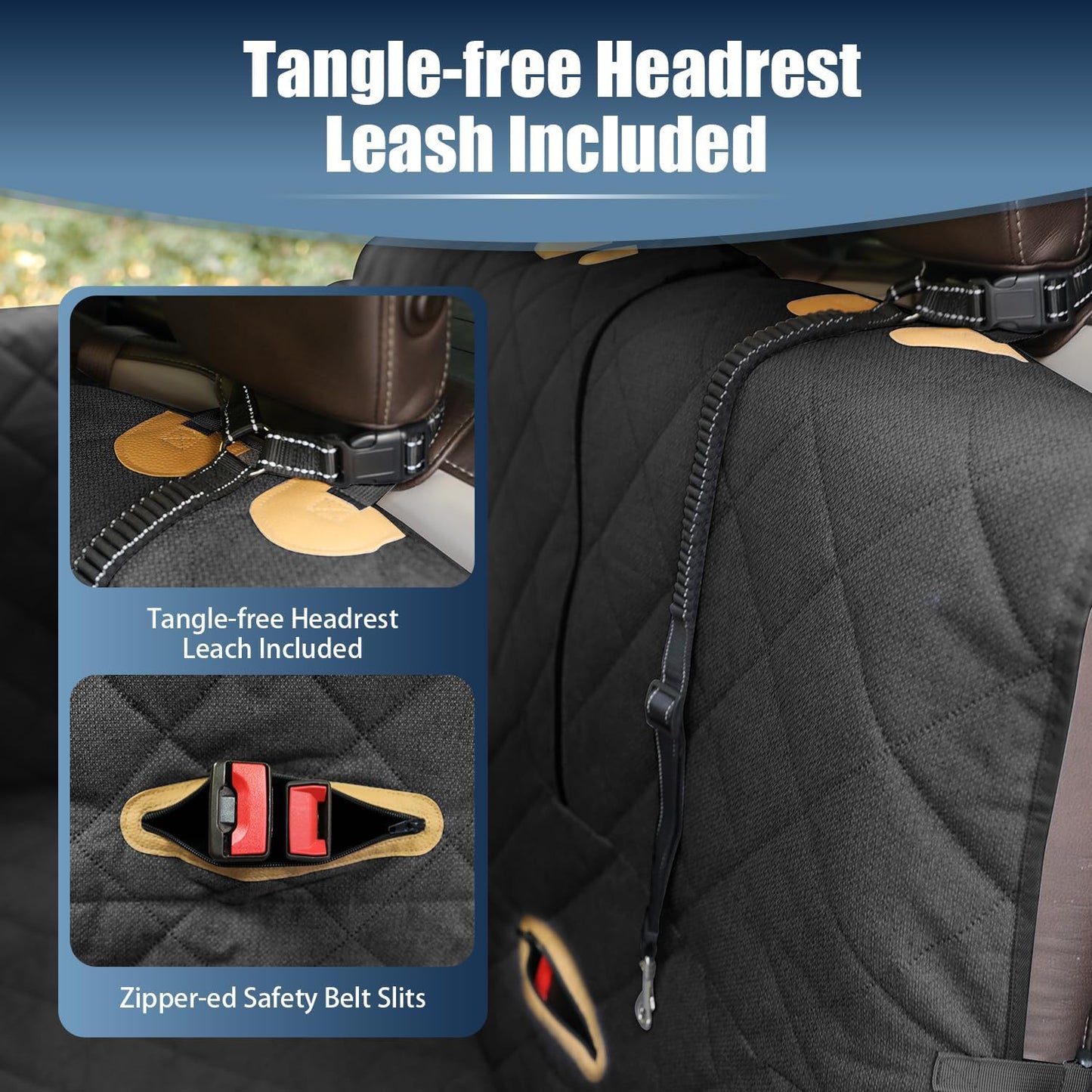 Large Back Seat Extender for Dogs, Paw-Proof & Waterproof Pet Seat Cover with Door Protection for Full-Size Crewcab Trucks, Dog Hammock Reinforced with Glass-Fiber Rods