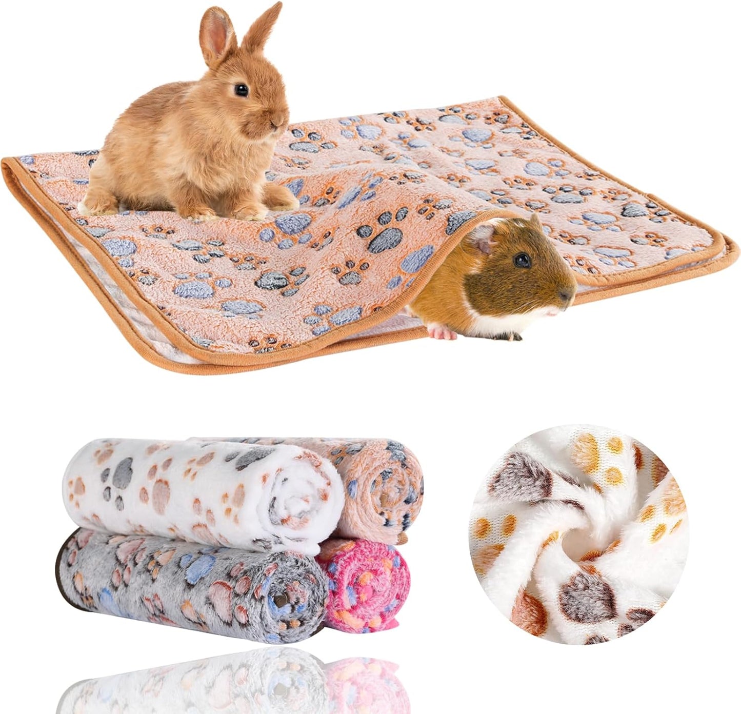 Grddaef 4Pcs Inch Guinea Pig Blanket, 30X20 Bunny Washable & Plush Flannel Sleeping Mats Pad Rabbit Bedding Cage Liners for Hamster Guinea Pig Chinchilla Hedgehog Ferret Small Animal
