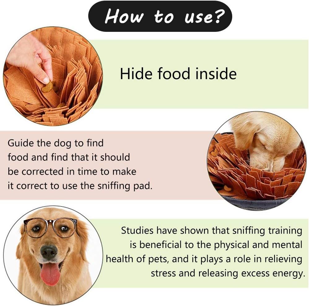 AWOOF Pet Snuffle Mat for Dogs, Interactive Feed Game for Boredom, Encourages Natural Foraging Skills for Cats Dogs Bowl Travel Use, Dog Treat Dispenser Indoor Outdoor Stress Relief (Brown)