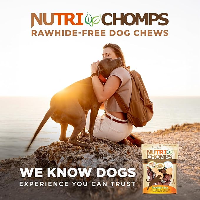 NutriChomps Dog Chews, 4-inch Knots, Easy to Digest, Rawhide-Free Dog Treats, 9 Count, Real Chicken, Peanut Butter and Milk flavor