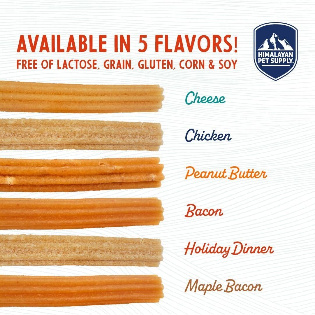 Himalayan Dog Chew Churro Yak Cheese Dog Chews, 100% Natural, Long Lasting, Gluten Free, Healthy & Safe Dog Treats, Lactose & Grain Free, Protein Rich, Real Peanut Butter Flavor, 4 Churros Per Pouch