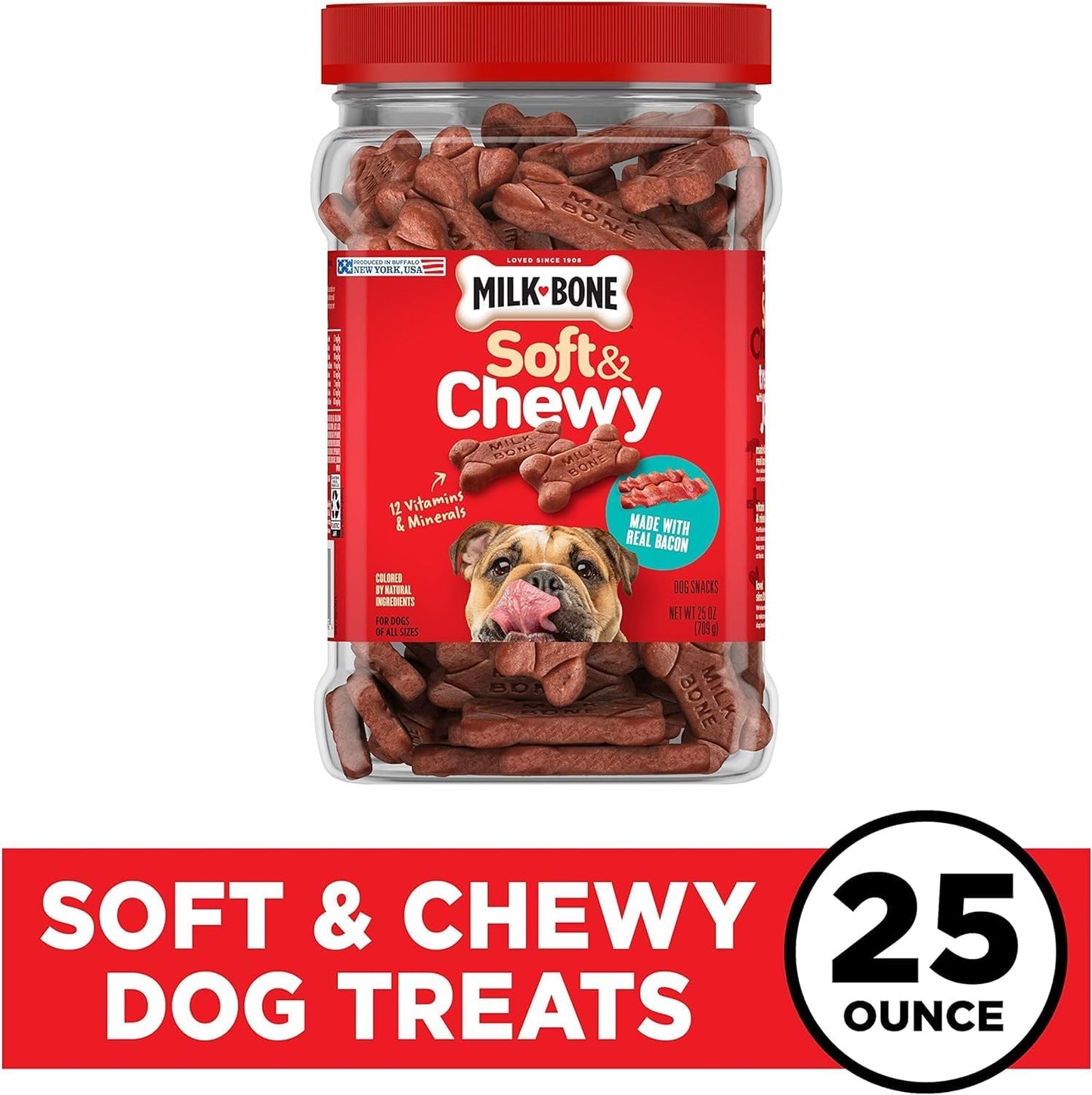 Milk-Bone Soft & Chewy Dog Treats Made with Real Bacon, 25 Ounce