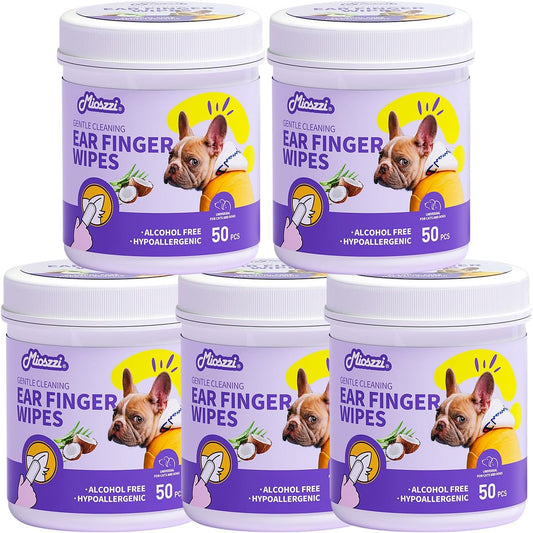 MIOSSZI 250ct Pet Finger Wipes for Dogs & Cats - Dog Ear Cleaner for Itch Relief Remove Wax & Odor, Dog Ear Cleaning Finger Wipes-Pet Ear Finger Wipes