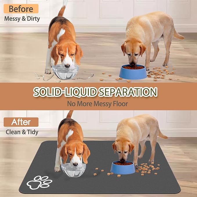Dog Food Mat, Largest Absorbent Dog Mat for Food and Water, Non Skid Cat Bowl Mat, No Stains Quick Dry Pet Water Dispenser for Messy Drinkers (40"x32")