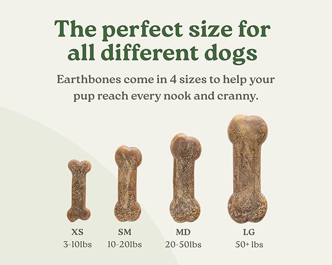 Earthbones Dental Chews for Dogs 10-20lbs, 30 Bones