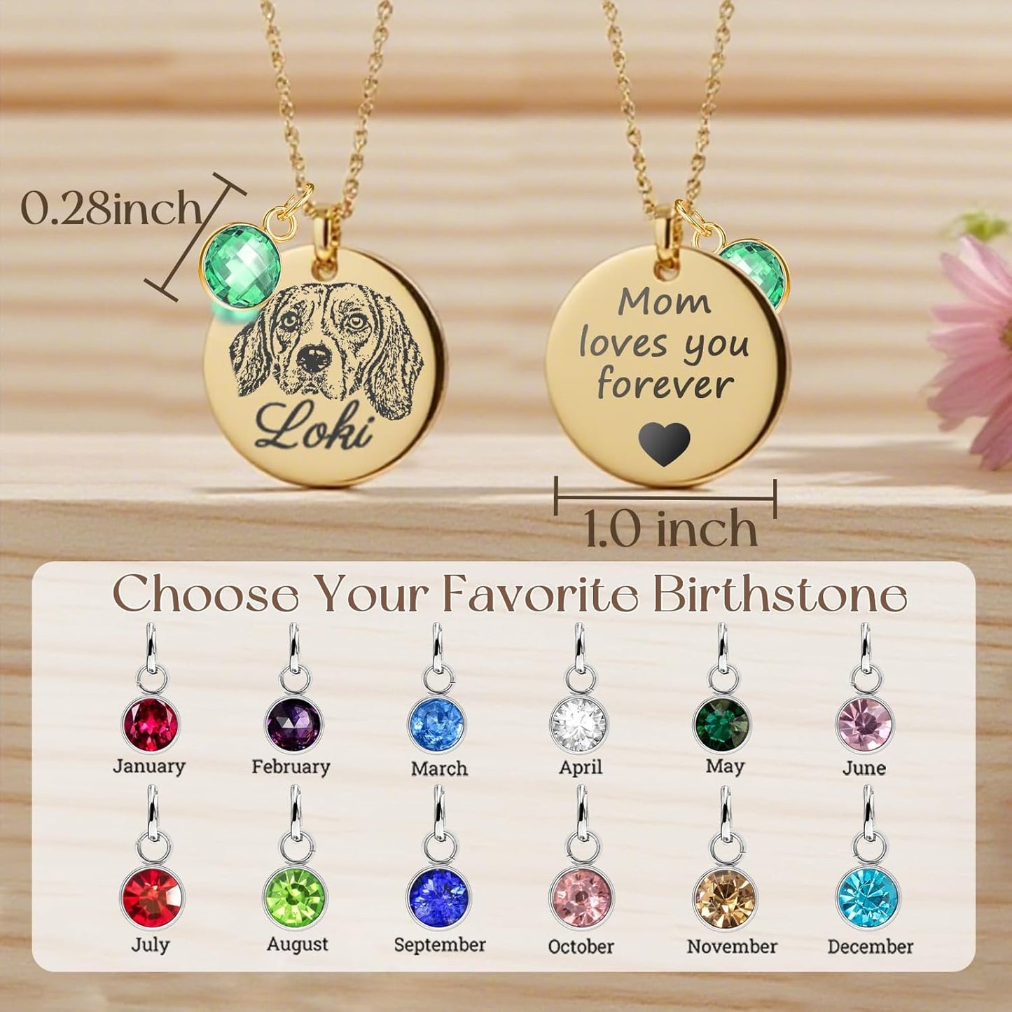 Personalized Pet Portrait Necklace Customized Pet Memorial Necklaces Dog Necklace for Women Custom Pets Necklaces Dog Memorial Jewelry for Cat Mom Dogs Dad (Gold 1 Portrait)