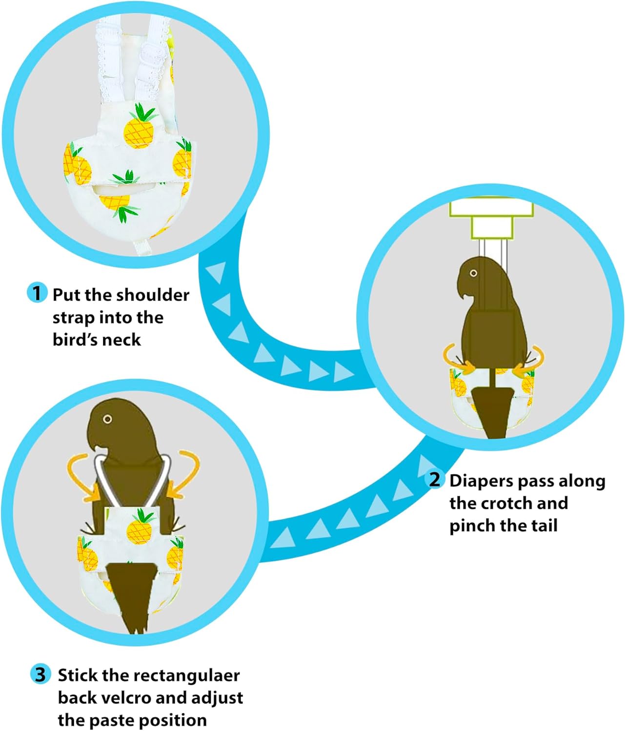 UKJENT Bird Diaper Protective Parrot Nappy - 4 Pack, Reusable Flight Suit with Waterproof Inner Layer, Washable Cute Urine Wet Suit for Cockatiel Monk Parakeet Sun Parakeet Lory(S)