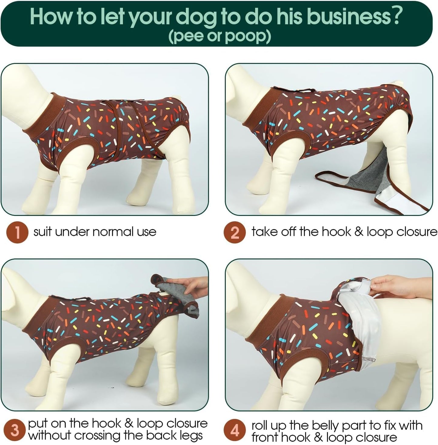 Kuoser Dog Recovery Suit for Post-Surgery Care, Spay Neuter Bodysuit for Female & Male Dogs, Anti-Licking Surgical Onesie, Snug Fit for Abdominal Wound Protection & Skin Healing, Brown S