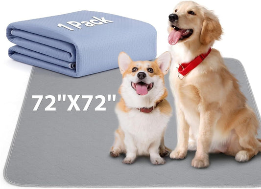 72" x 72" Extra Large Dog Pee Pad - Waterproof Quick Drying Pet Pad for Dogs, Reusable PuppyTraining Pads, Anti-Slip Floor Mat for Dogs, Cats, Bunny, Seniors Bed Pad, 1 Pack