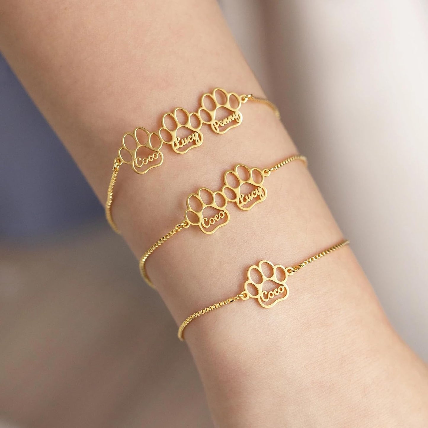 Personalized Pet Name Bracelet Dog/Cat Paw Bracelet Animal Friendly Jewelry Custom Pet Lover Gift Photo Projection Bracelet for Women Mom