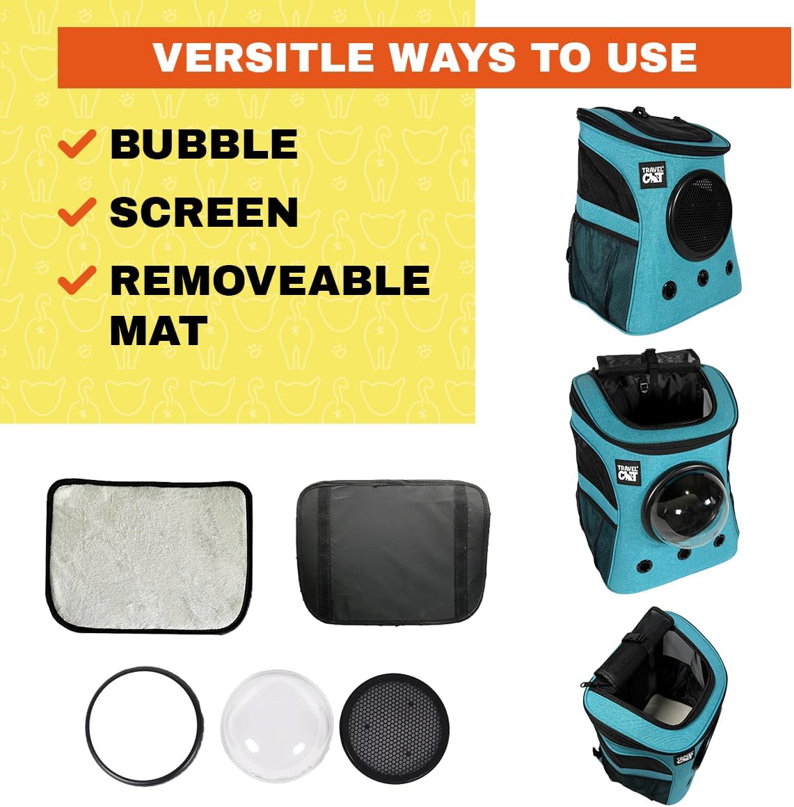 Fat Cat Backpack Carrier - Airline Approved Cat Carrier with Space Capsule Bubble for for Small Cats, Kitten - Premium Aqua Cat Carrier Backpack for Outdoor, Travel, Hiking, Pet Supplies