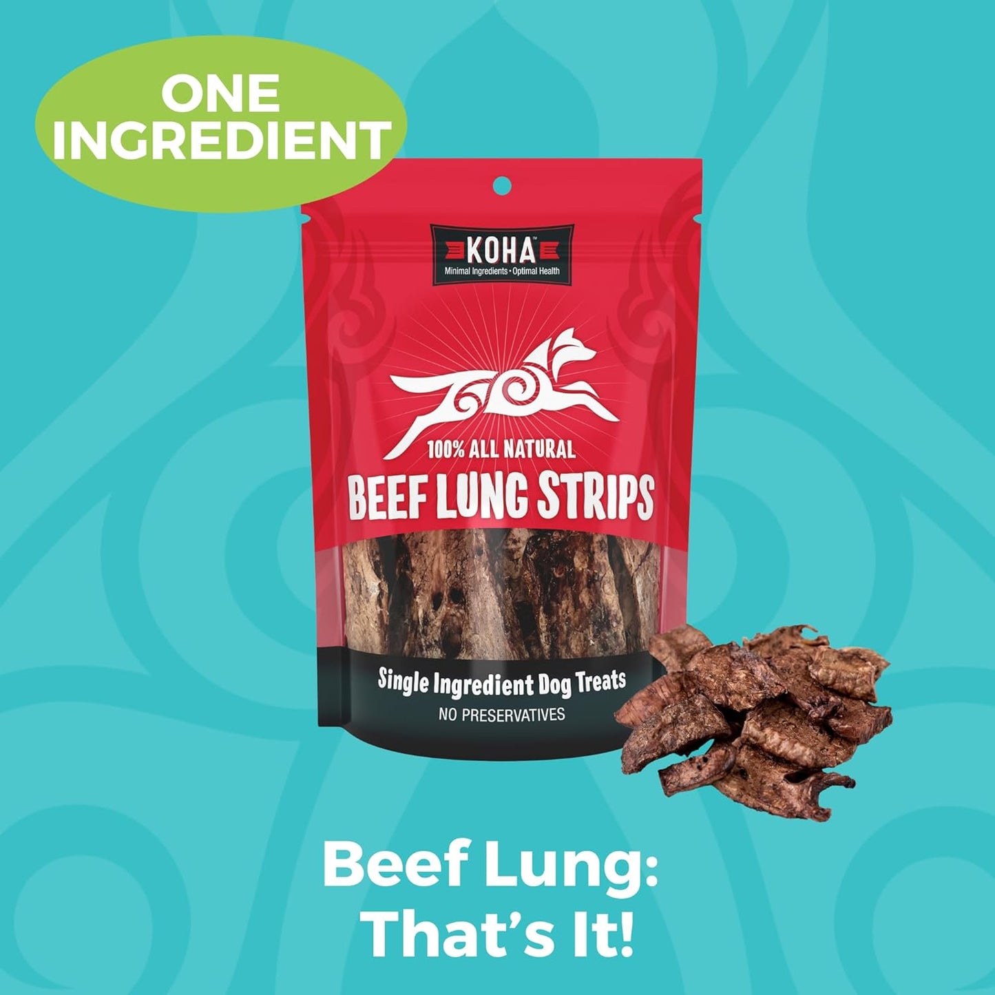KOHA Beef Strips Single Ingredient Dog Treats, Air Dried Natural Treats for Dogs, Real Beef Dog Treats, 3.25 oz