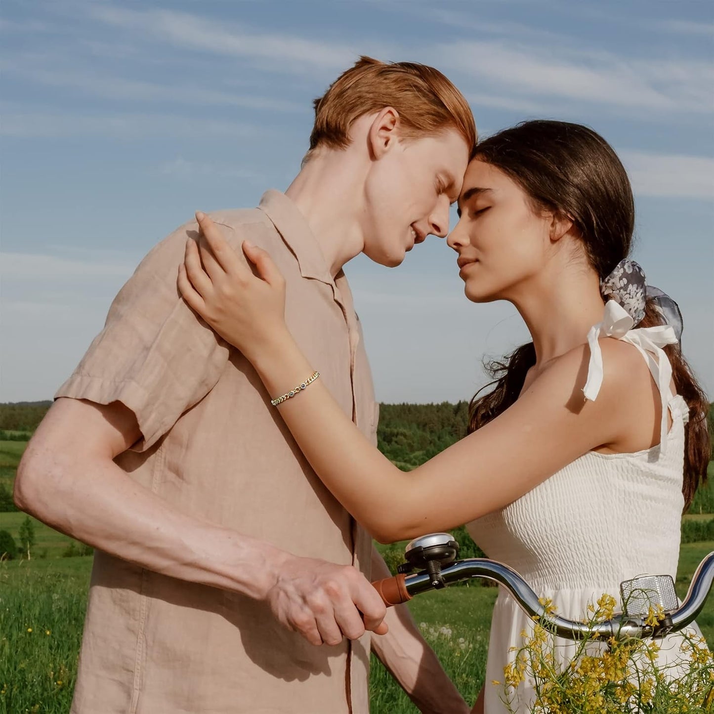 EMIRISTIC Custom Photo Bracelet - Personalized Picture Natural Stone Cuban Chain Bracelet - Any Special Day Gifts