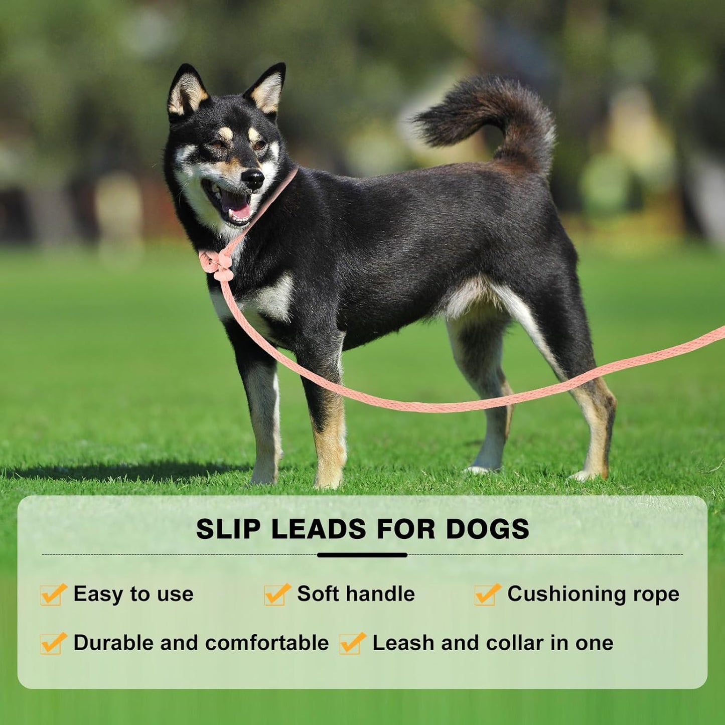 Lynxking Dog Leash Slip Lead Reflective Breathable Rope Comfortable Strong No Pull Slip On Pet Training Lead for Dogs