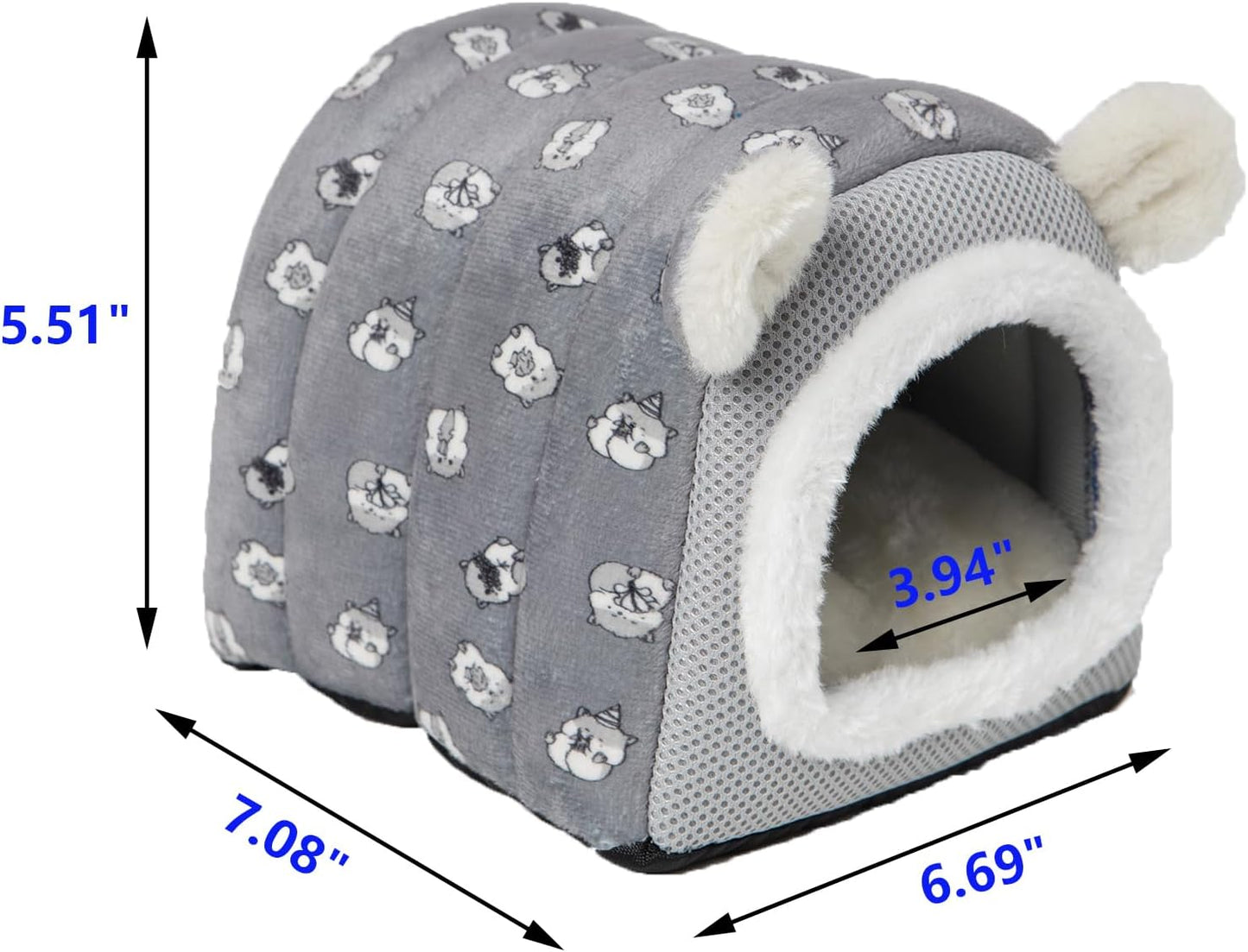 Hedgehog Bed Cave Hideout Hedgehog House Hedgehog Accessories, Hamster Small Animals Cage Supplies Warm House (Grey)